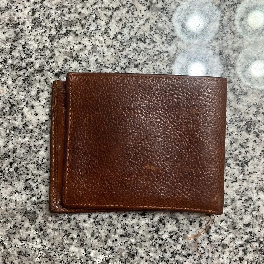 Polo Ralph Lauren Bifold Wallet Pebbled Leather brown used